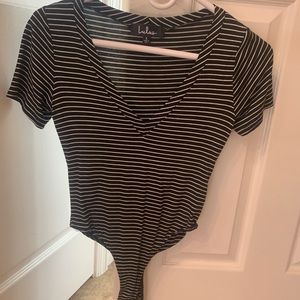 Lack/white striped bodysuit